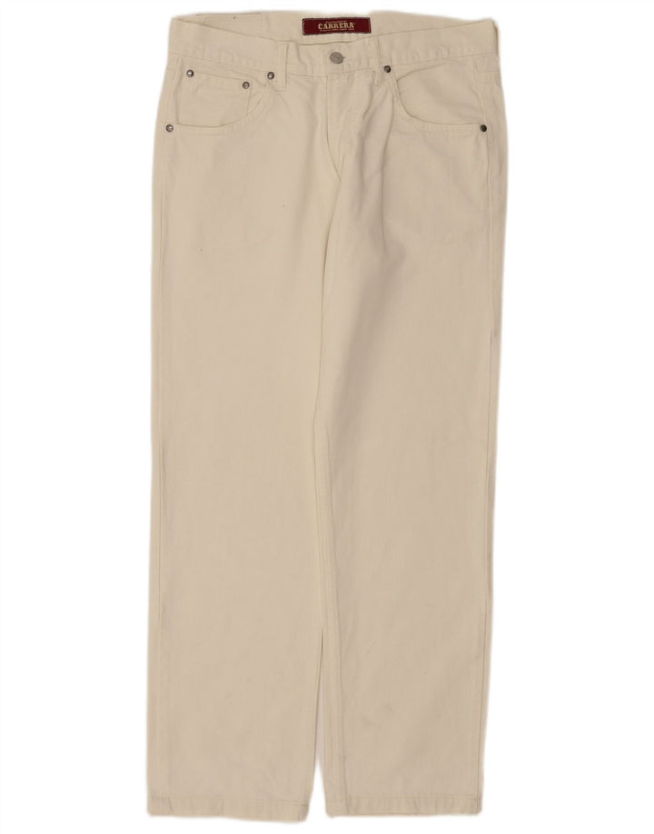 Carrera Jeans Rectos Para Hombre W34 L30 Algodón Blanco
