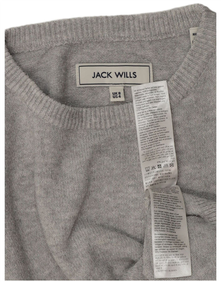 JACK WILLS Suéter tipo jersey de gran tamaño con cuello redondo para mujer UK 8 Small Grey