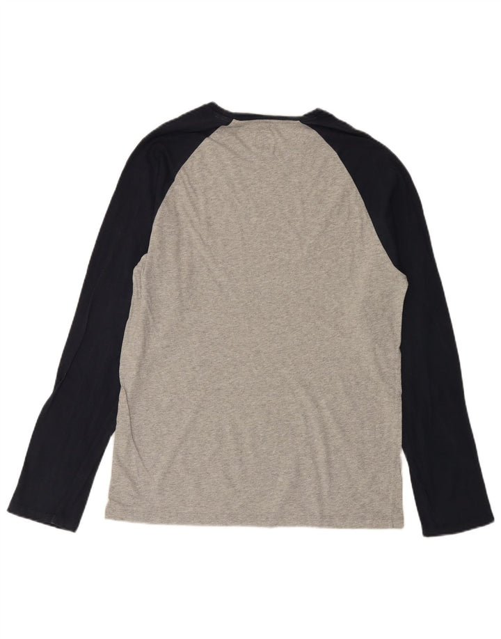 JACK WILLS Hombre Top Manga Larga Algodón Colorblock Gris Medio