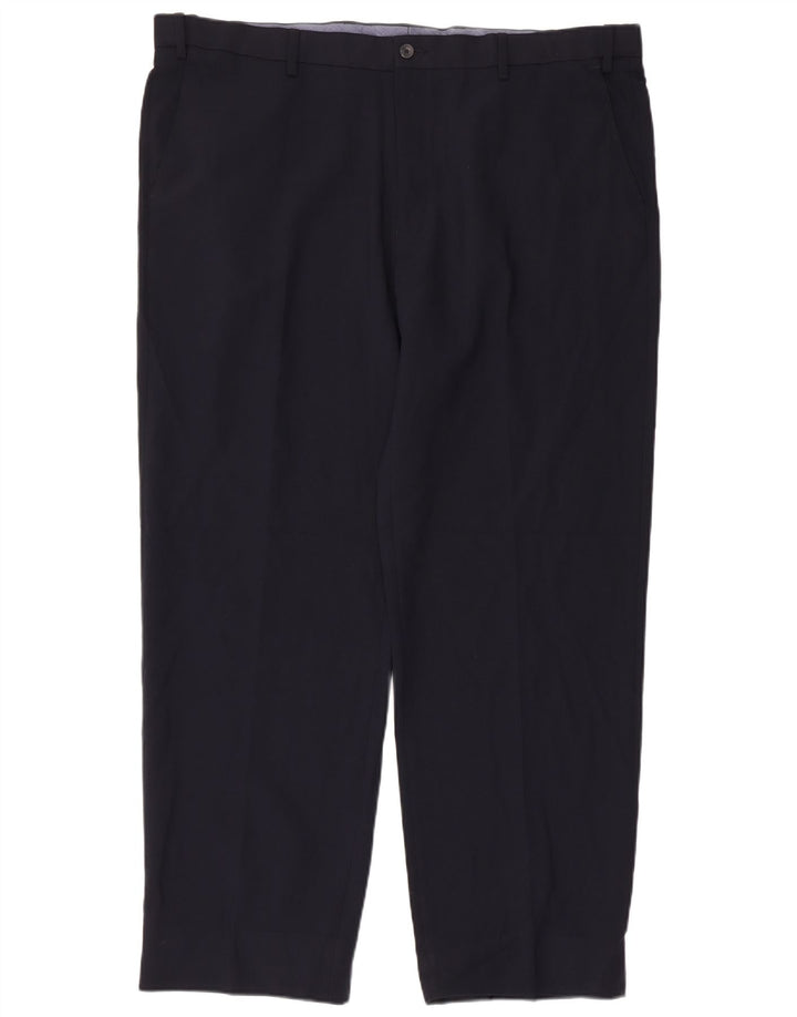 Marks & Spencer Pantalón chino regular para hombre W42 L30 Poliéster azul marino