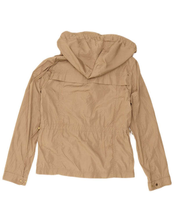 Zara Mujer Chubasquero Con Capucha UK 40 Poliéster Beige Medio