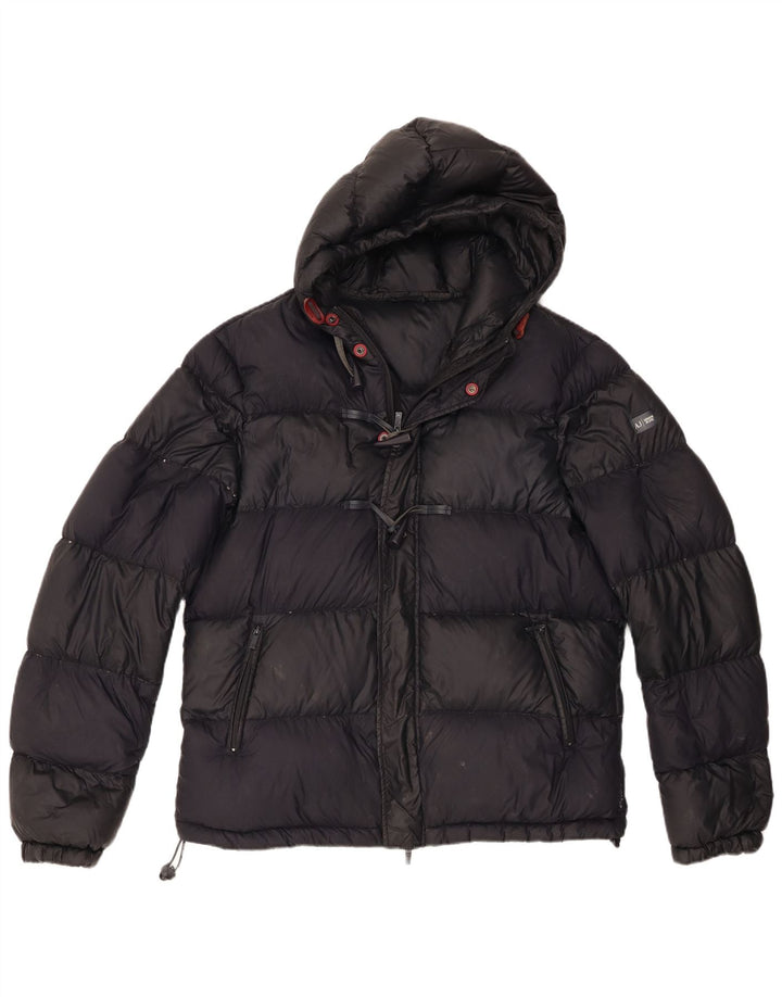 Armani Jeans Chaqueta acolchada con capucha para hombre EU 54 XL Poliamida negra