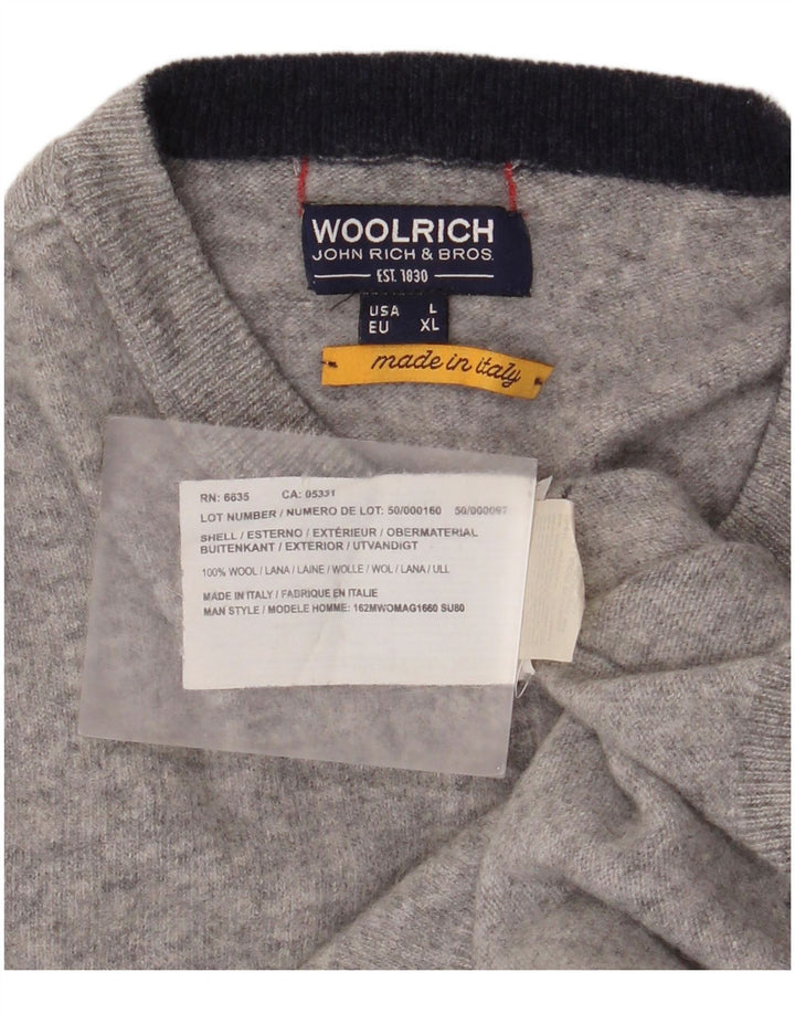 Woolrich Suéter tipo jersey con cuello redondo para mujer Reino Unido 46 Lana gris grande
