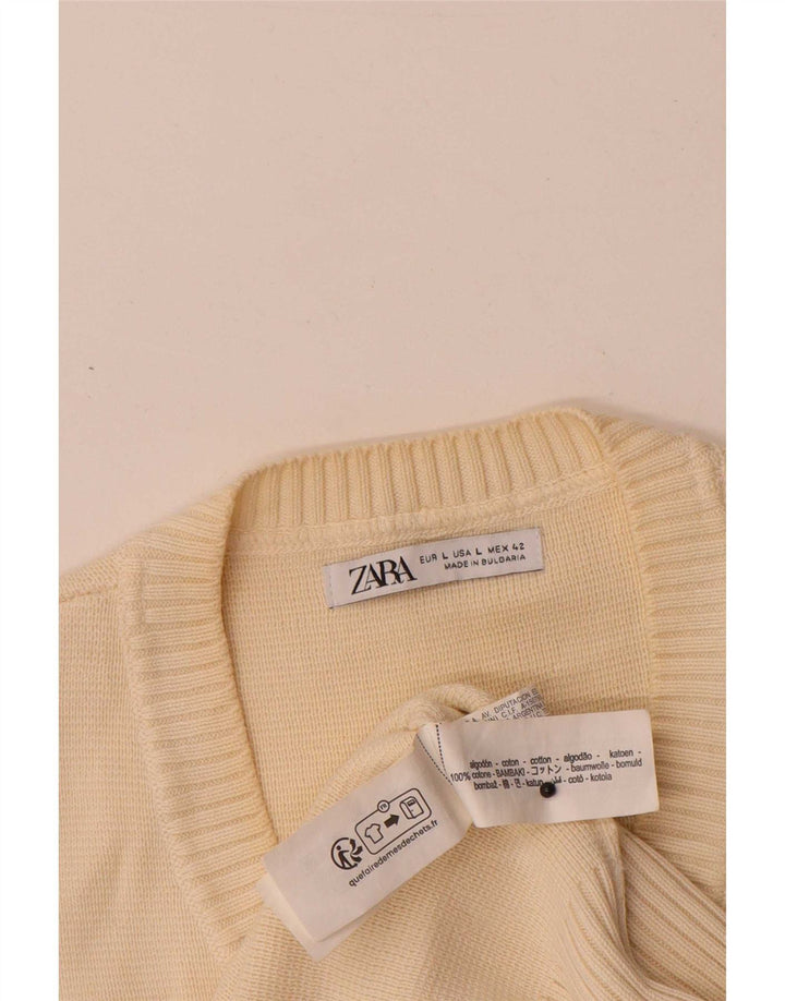 Zara Hombre Chaleco Tank Top Grande Algodón Beige