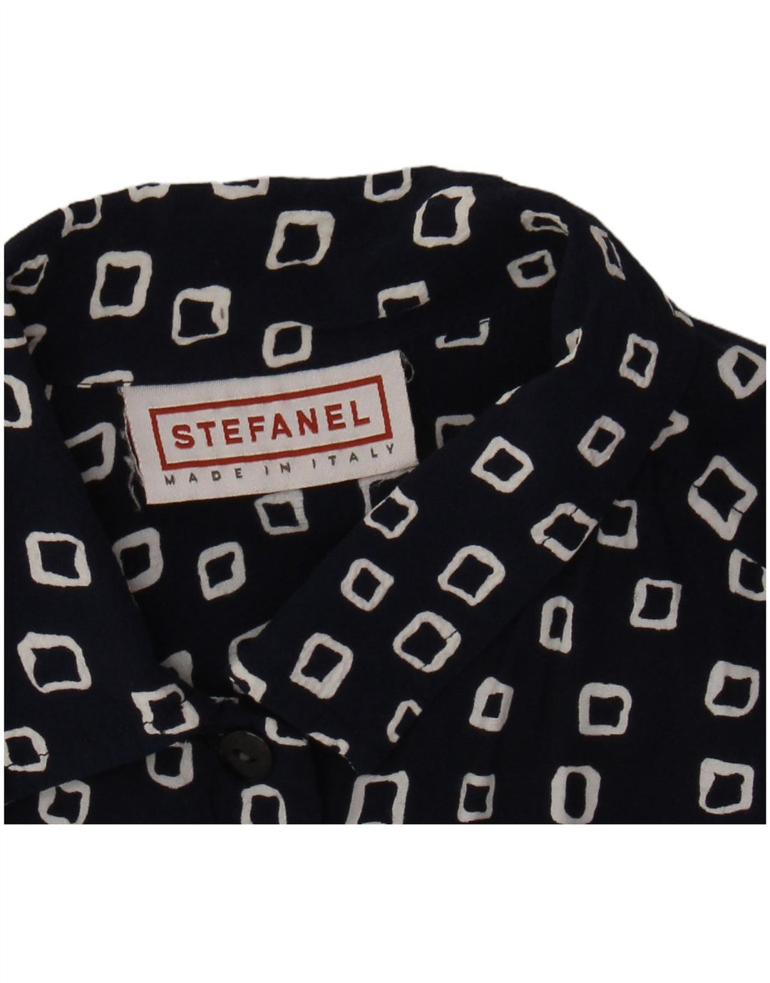 STEFANEL Camisa de mujer UK 46 Grande Azul marino Geométrico