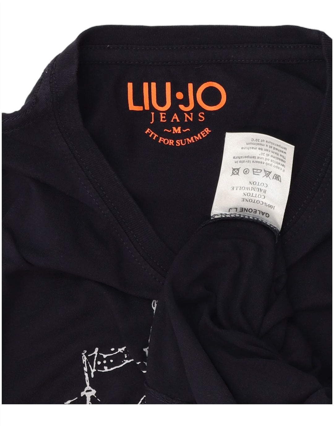Liu Jo Hombre Camiseta Gráfica Top Medium Azul Marino Algodón