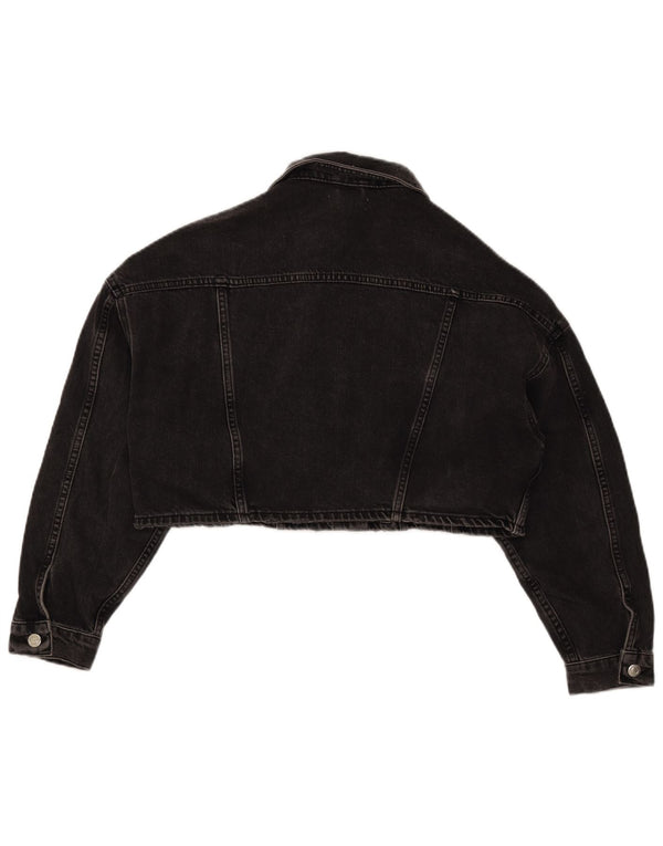 TOPSHOP Chaqueta vaquera corta de gran tamaño para mujer UK 10 Small Black Cotton