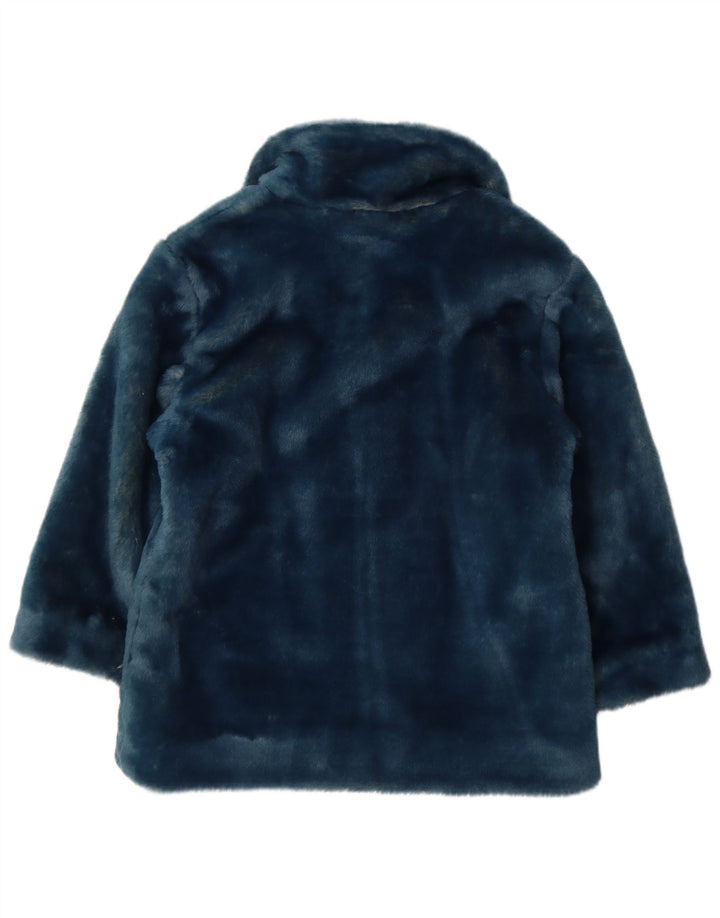 Vintage mujer chaqueta de piel sintética Reino Unido 12 poliacrílico azul medio