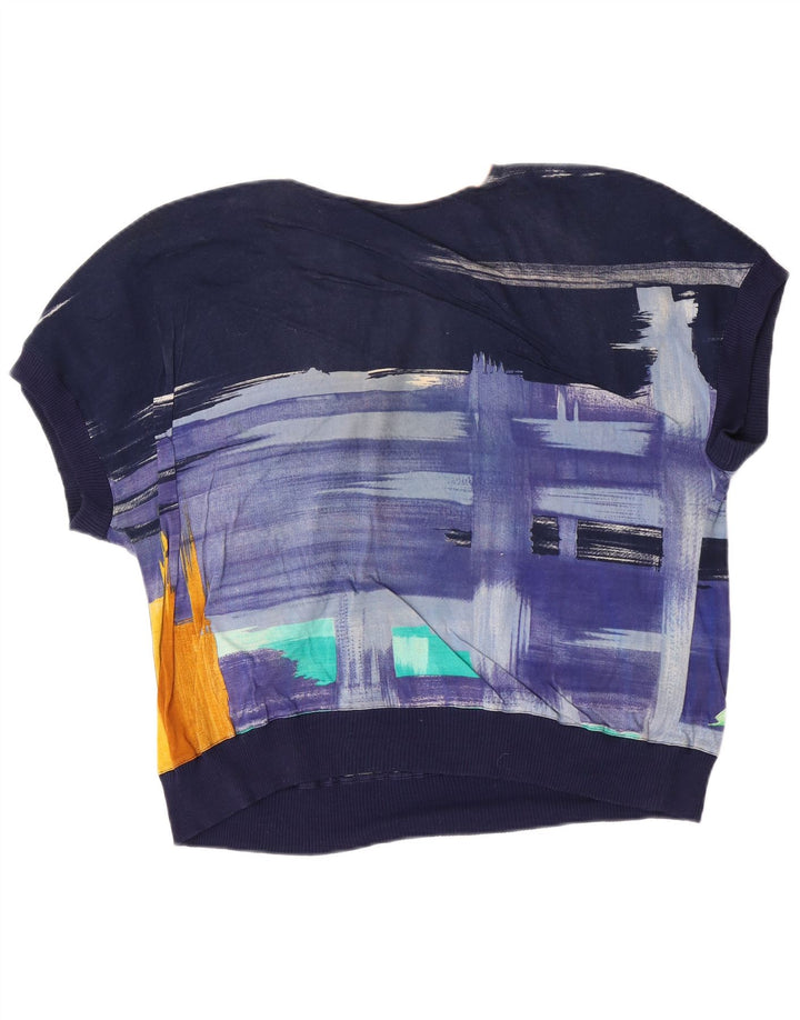 Armando Calo Blusa con estampado abstracto para mujer IT 46 Large Azul marino