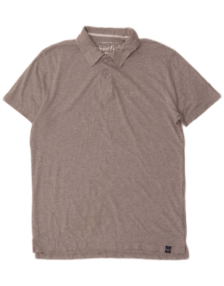 Weird Fish Polo Hombre Algodón Gris Medio