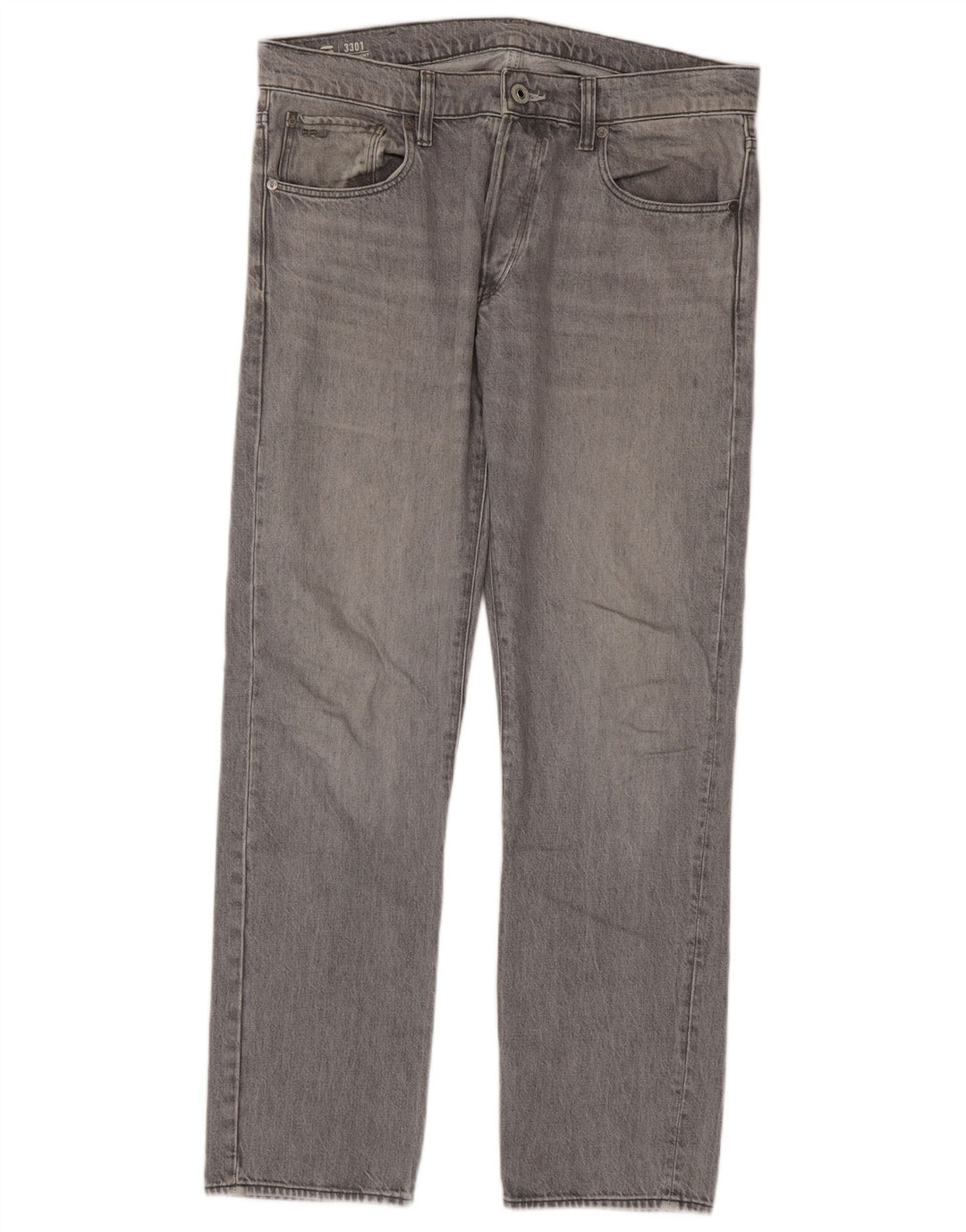 Vaqueros rectos G-Star 3301 para hombre W33 L32 Algodón gris