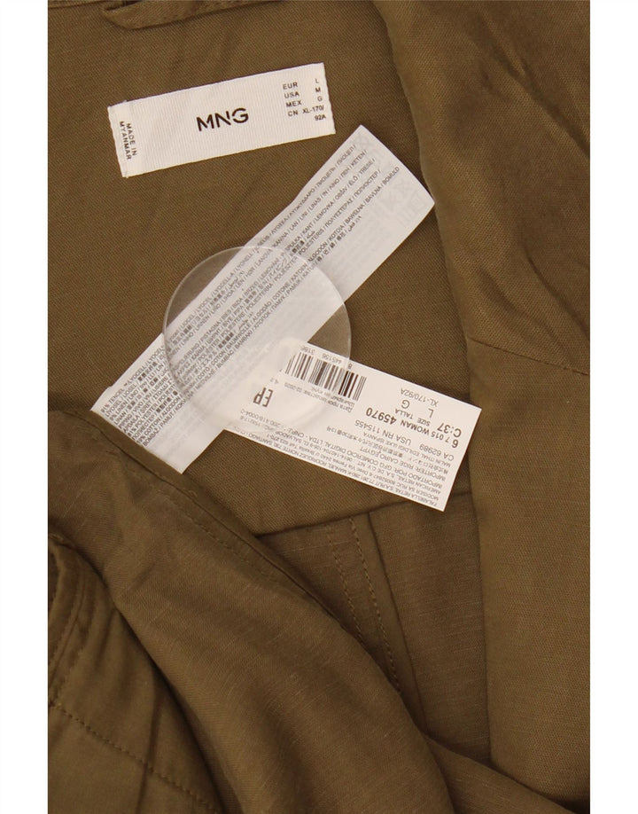 MANGO Chaqueta militar para mujer UK 40 Large Khaki Lyocell