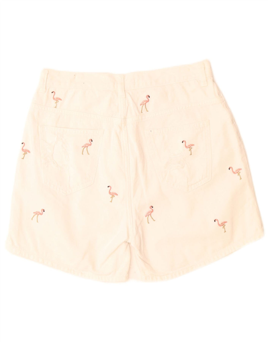 Zara Mujer Shorts De Mezclilla Con Estampado Abstracto EU 40 Medium W28 Off White