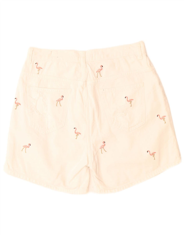 Zara Mujer Shorts De Mezclilla Con Estampado Abstracto EU 40 Medium W28 Off White