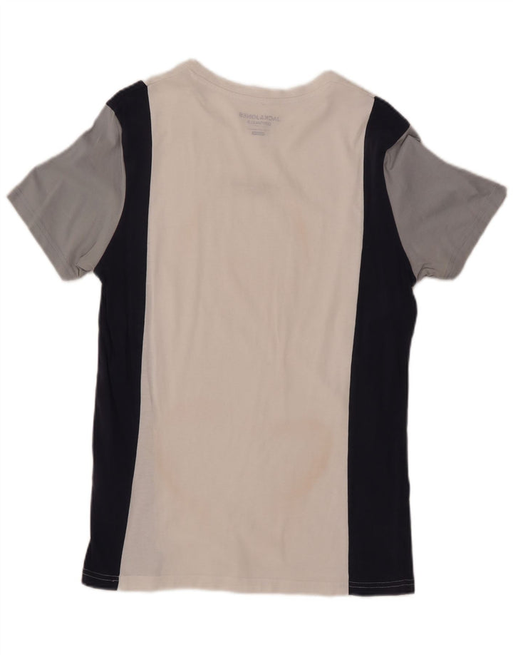 JACK & JONES Hombre Originals Camiseta Top Small Blanco Colorblock Algodón
