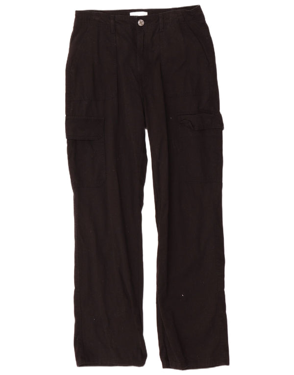 Zara Mujer Pantalón Cargo Recto EU 40 Medium W30 L31 Algodón Negro