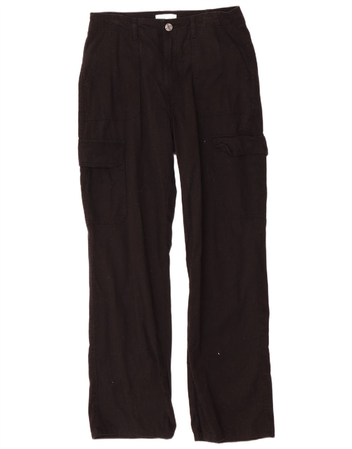Zara Mujer Pantalón Cargo Recto EU 40 Medium W30 L31 Algodón Negro