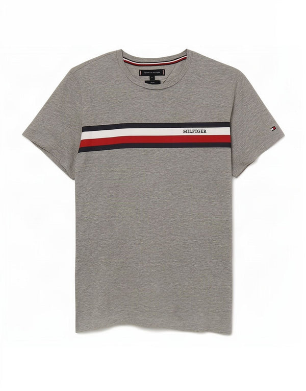 Tommy Hilfiger Camiseta Slim Fit De Algodón Con Bloques De Color Gris Medio