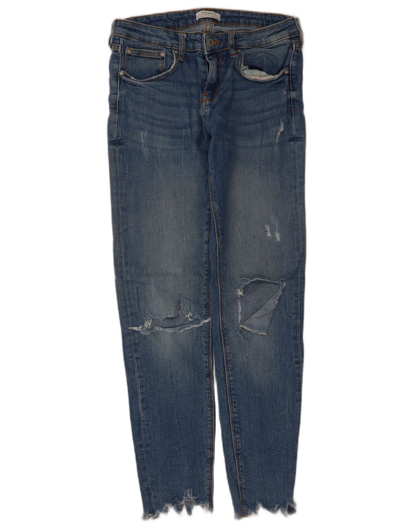 Zara Jeans Slim Desgastados para Mujer EU 38 Small W28 L28 Azul