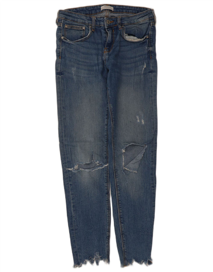 Zara Jeans Slim Desgastados para Mujer EU 38 Small W28 L28 Azul