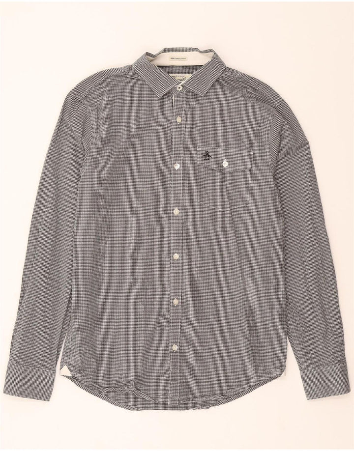 PENGUIN Mens Heritage Slim Fit Shirt Medium Black Gingham Cotton Vintage Penguin and Second-Hand Penguin from Messina Hembry 