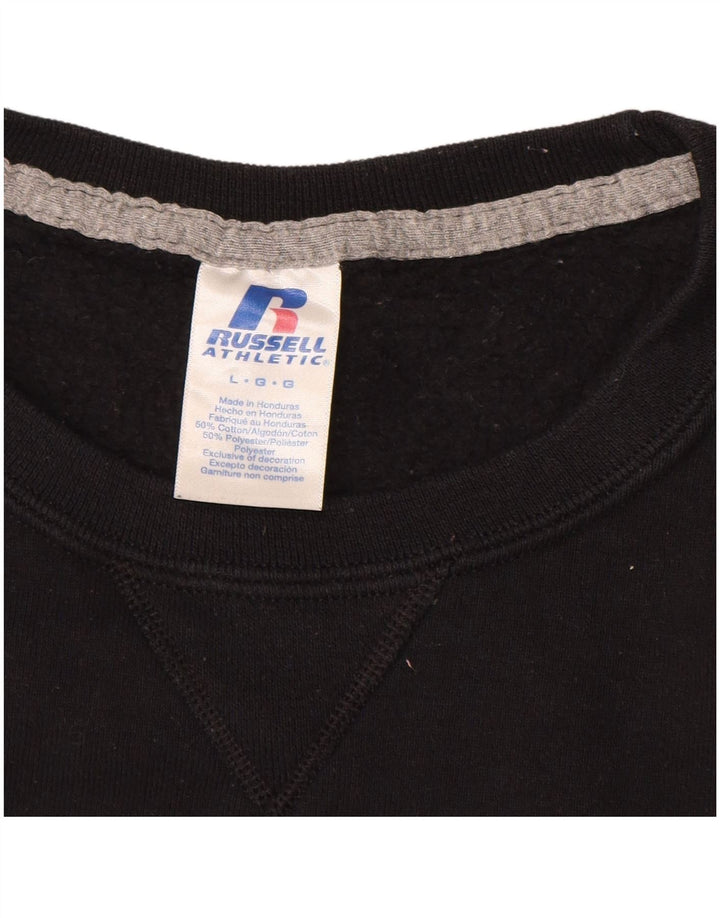 RUSSELL ATHLETIC Mens Graphic Sweatshirt Jumper Large Black Cotton