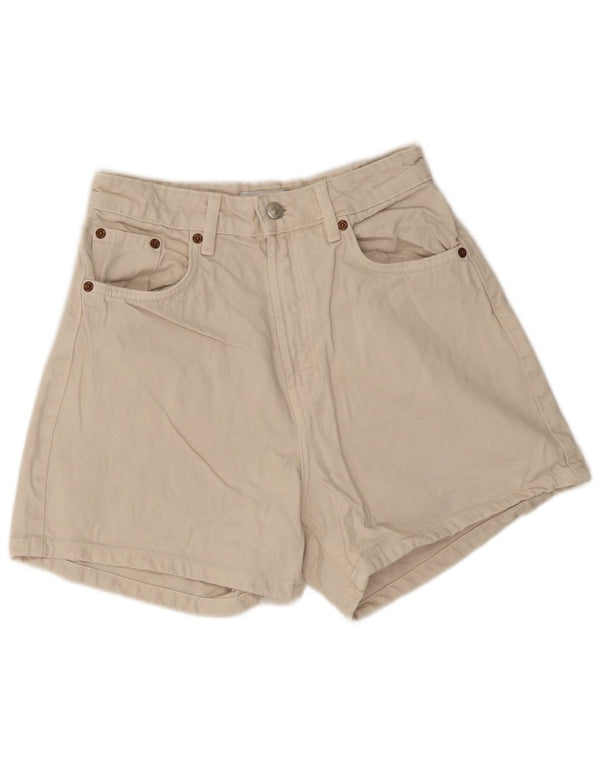 Zara Mujer Shorts Vaqueros De Cintura Alta EU 36 XS W26 Beige