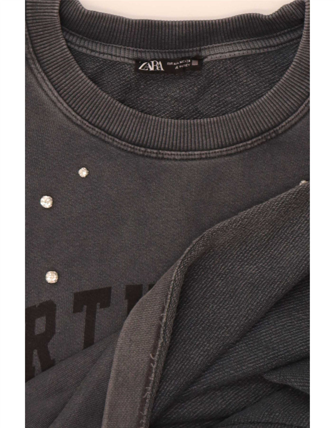 Zara Mujer Gráfico Sudadera De Gran Tamaño Jersey Reino Unido 44 Gris Medio