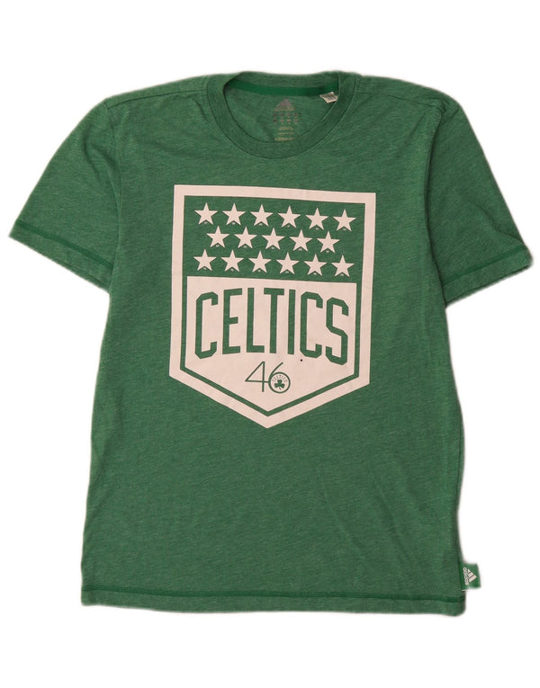 Adidas Mens Boston Celtics Graphic Camiseta Top Pequeño Verde Poliéster