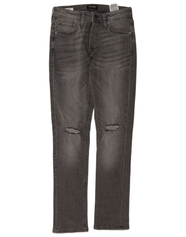 Jack & Jones Hombre GLENN Vaqueros ajustados desgastados W28 L32 Algodón gris