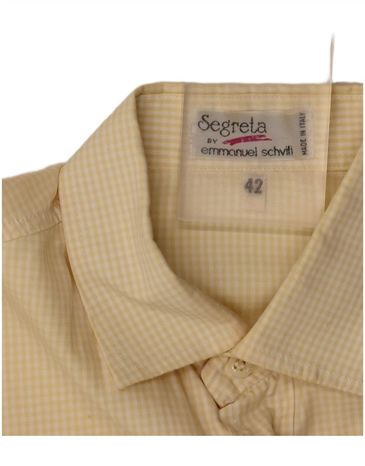 Emmanuel Schvili Camisa para hombre Talla 42 Grande Guinga amarilla