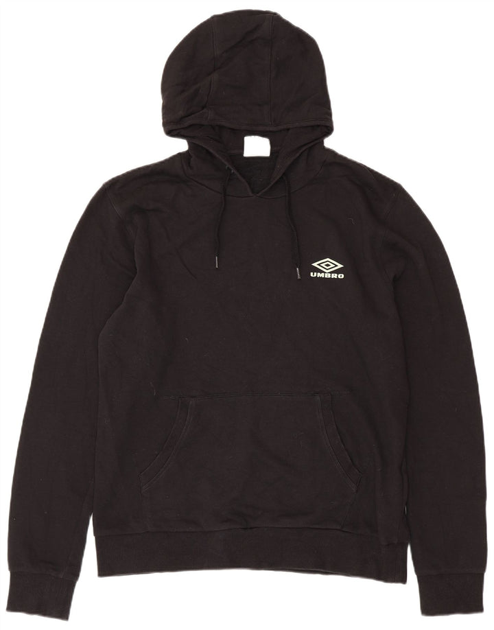 UMBRO Jersey con capucha para hombre, talla mediana, algodón negro
