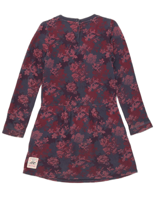 Fat Face Vestido Básico de Manga Larga para Niña 10-11 Años Azul Marino Floral de Algodón