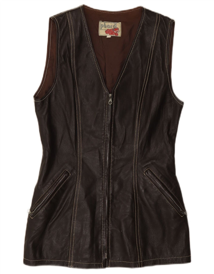 Chaleco de cuero para mujer Phard UK 12 Cuero marrón medio