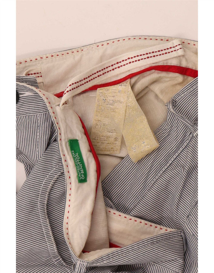 Pantalones Cortos Informales Benetton Hombre IT 48 Medium W38 Azul Rayas