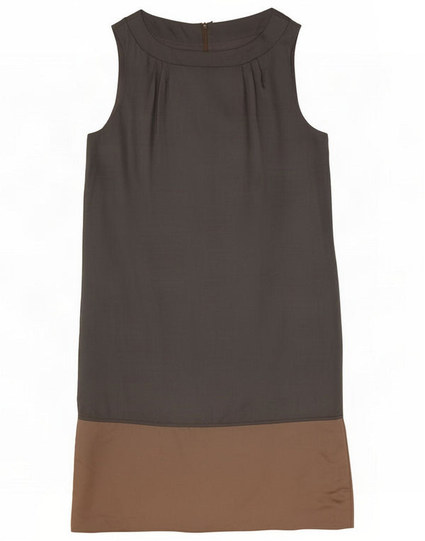 Max Mara Womens Sleeveless Shift Dress UK 12 Medium Grey Colourblock