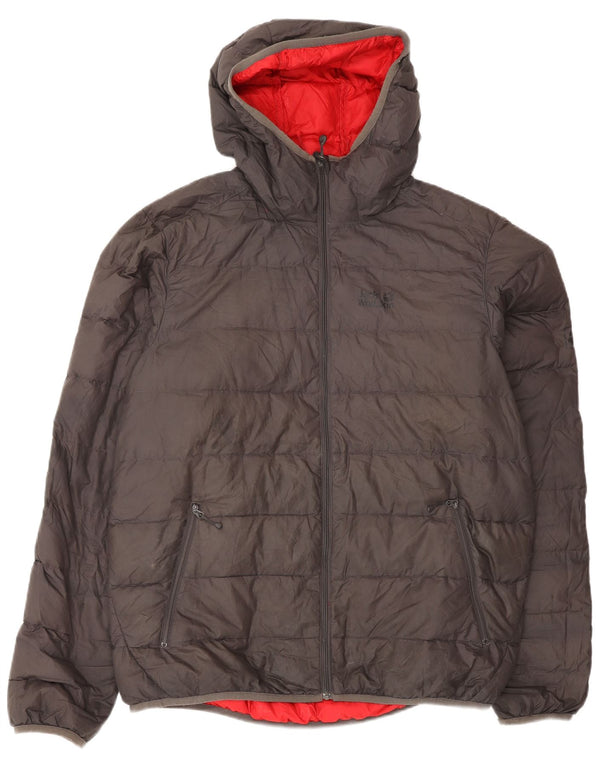Jack Wolfskin Chaqueta acolchada con capucha para hombre UK 40/42 Poliéster gris grande
