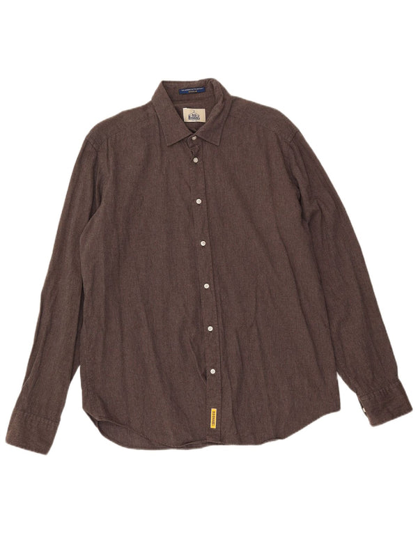 B.D. BAGGIES Camisa de franela de ajuste regular para hombre, talla grande, marrón