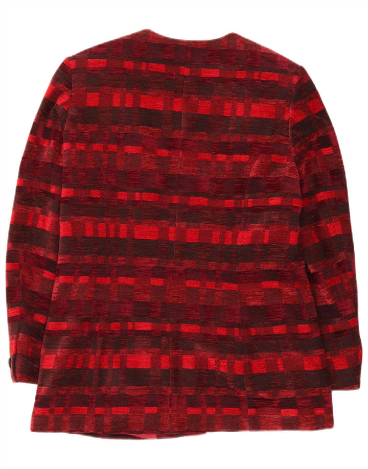 DEVERNOIS PARIS Chaqueta tipo blazer de 5 botones para mujer Reino Unido 12 Mediano Rojo Geométrico
