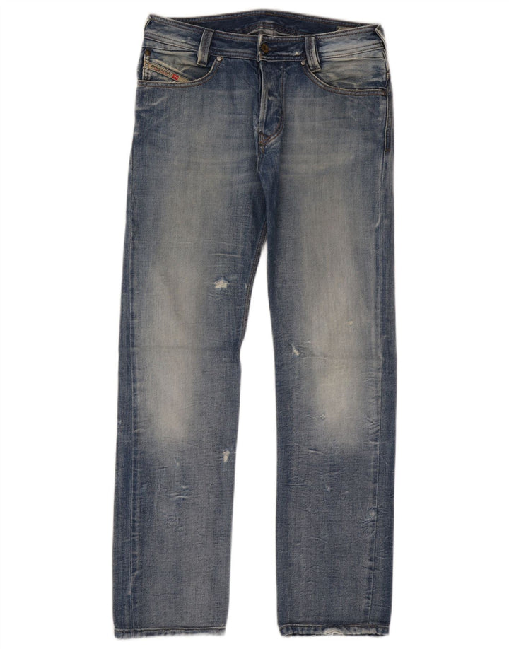 Diesel Vaqueros Rectos Desgastados Para Hombre W30 L31 Algodón Azul