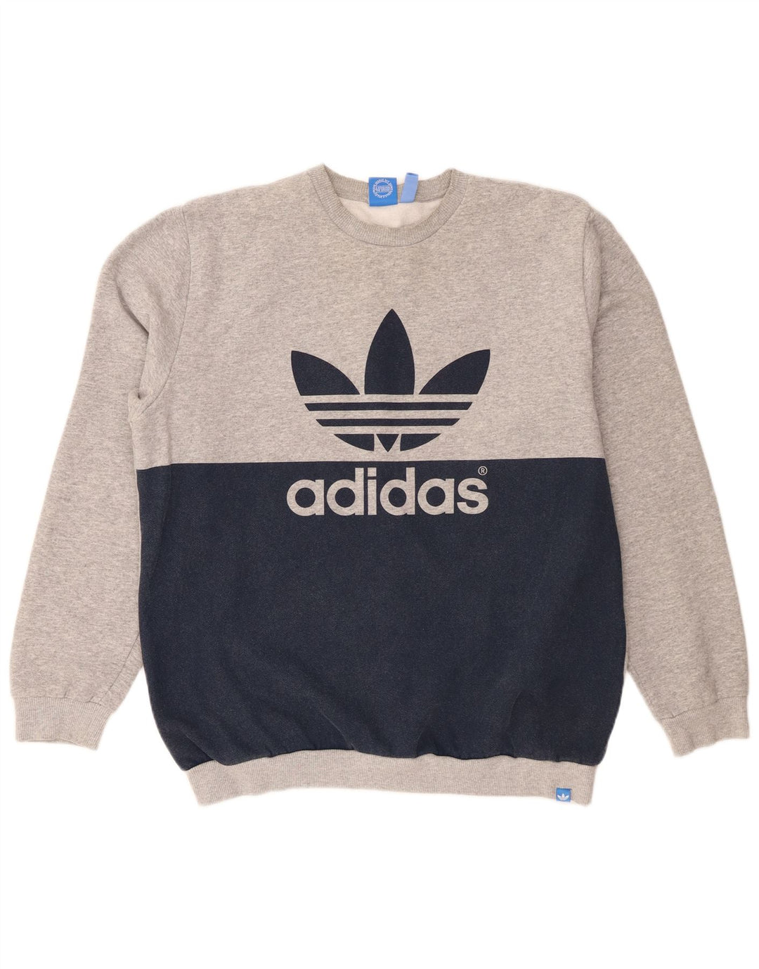 Adidas Hombre Sudadera Gráfica Jumper XL Gris Colorblock Algodón
