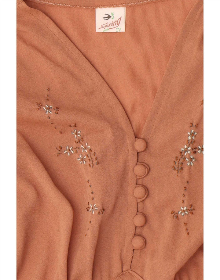 Vintage mujer Maxi vestido Reino Unido 12 marrón medio