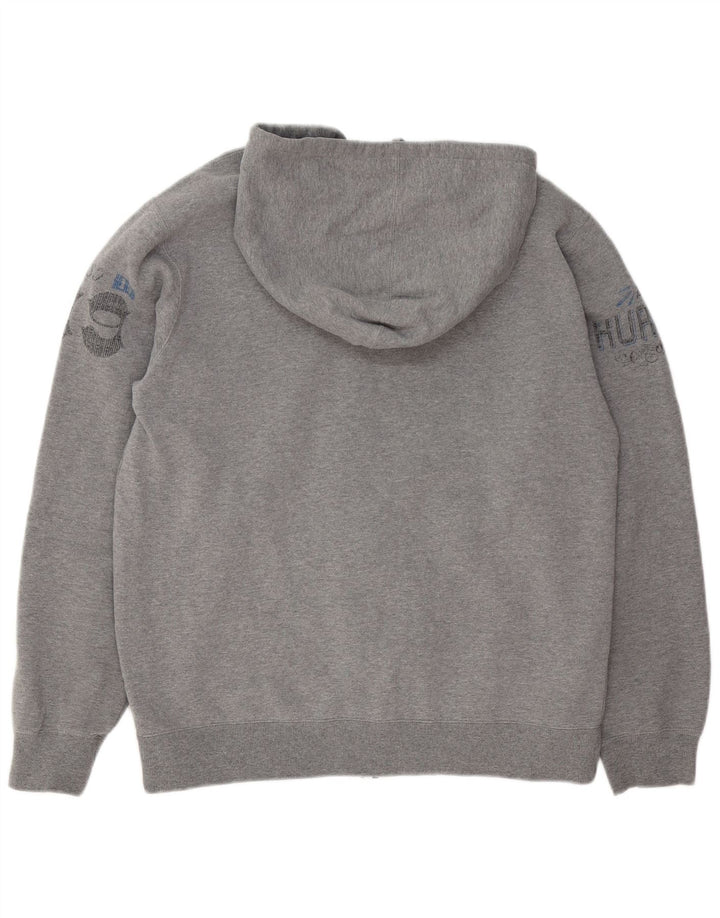 Hurley Sudadera con capucha y cremallera gráfica para hombre Poliéster moteado en gris medio