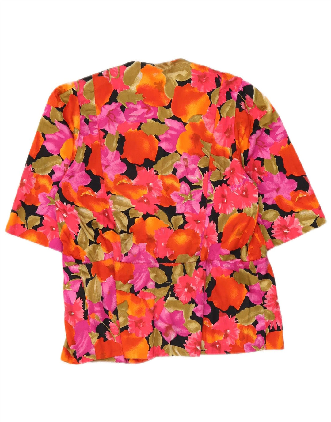 Vintage mujer manga corta camisa blusa IT 45 medio multicolor floral