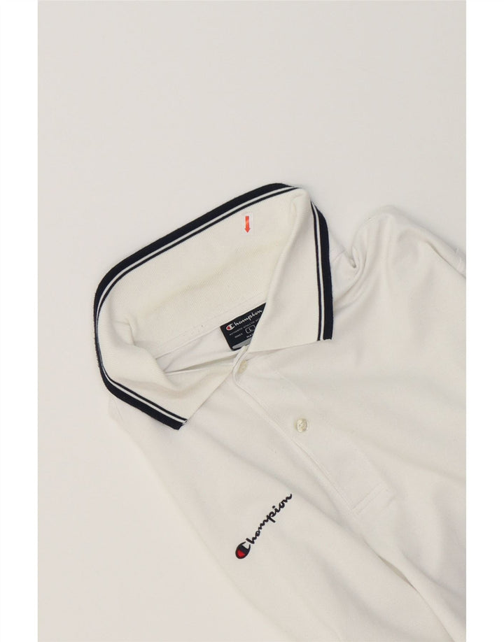 CHAMPION Mens Polo Shirt Large White Cotton Vintage Champion and Second-Hand Champion from Messina Hembry 