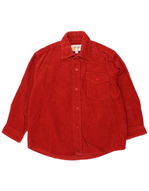 VINTAGE Boys Corduroy Shirt 3-4 Years Burgundy Cotton