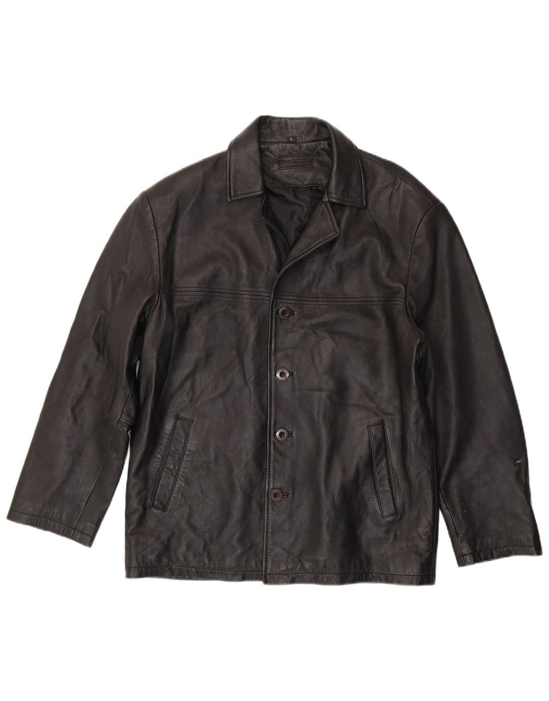 Vintage chaqueta de cuero para hombre Reino Unido 40 cuero negro grande