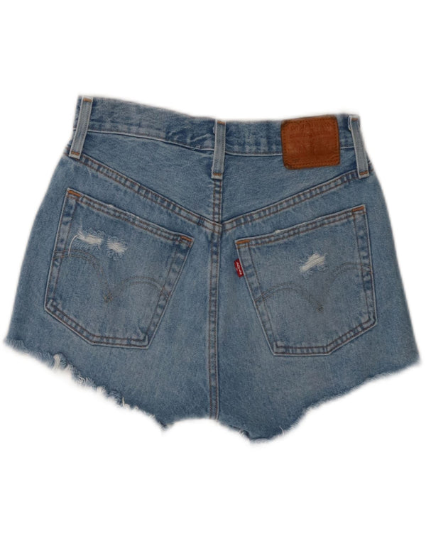 Levi's Womens High Waist Distressed Denim Shorts W25 XS Blue Cotton