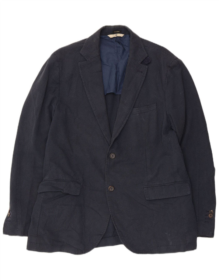 Massimo Dutti Chaqueta Blazer de 2 Botones para Hombre EU 52 Large Azul Marino Geométrico