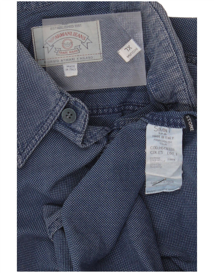 ARMANI JEANS Camisa Hombre XL Algodón Azul